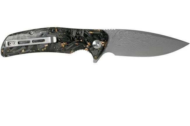 Civivi Incite C908DS-1 Damascus Shredded Carbon Fibre Gold Ebony Pocket Knife 2 Civivi Incite C908DS-1 Damascus Shredded Carbon Fibre Gold Ebony Pocket Knife - Image 2