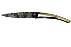Deejo Tattoo Gold Black 37g, Yellow Gold Gilded, Good Luck 1GM000021 Pocket Knife