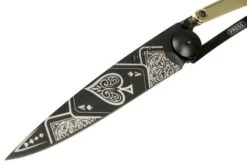Deejo Tattoo Gold Black 37g, Yellow Gold Gilded, Good Luck 1GM000021 Pocket Knife -Knife Shop DJ1GM000021 03 deejo