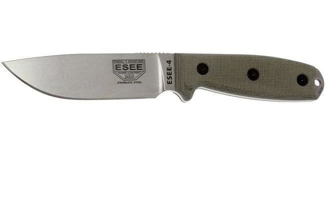 ESEE Model 4 Stainless 440C 4P-MB-SS With Sheath + Clip And MOLLE-back 1 ESEE Model 4 Stainless 440C 4P-MB-SS With Sheath + Clip And MOLLE-back