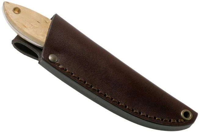 Brisa Bobtail 80 Curly Birch Handle, 12C27 Scandi, Leather Sheath 9949 6 Brisa Bobtail 80 Curly Birch Handle, 12C27 Scandi, Leather Sheath 9949 - Image 6