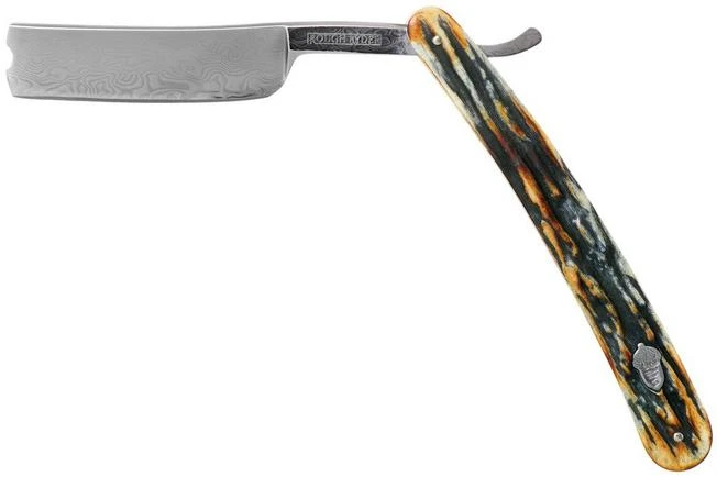 Rough Ryder Folding Razor Cinnamon Stag RR2159 Damascus Straight Razor 1 Rough Ryder Folding Razor Cinnamon Stag RR2159 Damascus Straight Razor