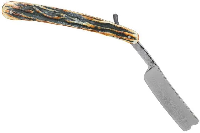 Rough Ryder Folding Razor Cinnamon Stag RR2159 Damascus Straight Razor 2 Rough Ryder Folding Razor Cinnamon Stag RR2159 Damascus Straight Razor - Image 2