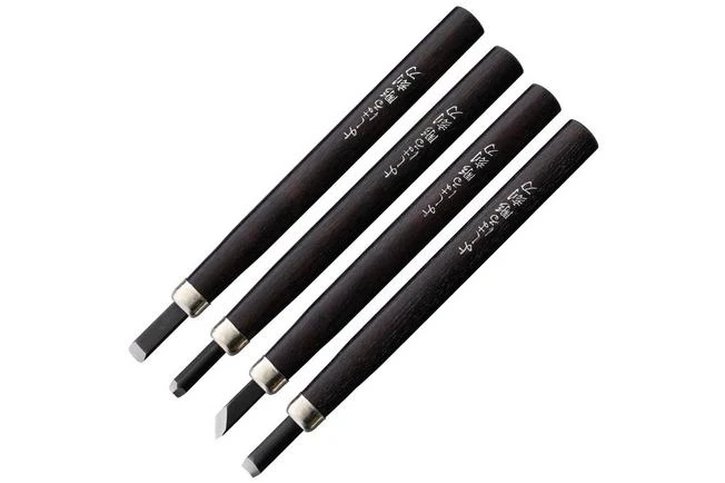 Yoshiharu H-4 Japanese Wood Carving Knives, Set Of 4 1 Yoshiharu H-4 Japanese Wood Carving Knives, Set Of 4