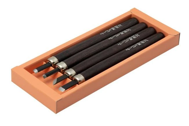 Yoshiharu H-4 Japanese Wood Carving Knives, Set Of 4 2 Yoshiharu H-4 Japanese Wood Carving Knives, Set Of 4 - Image 2